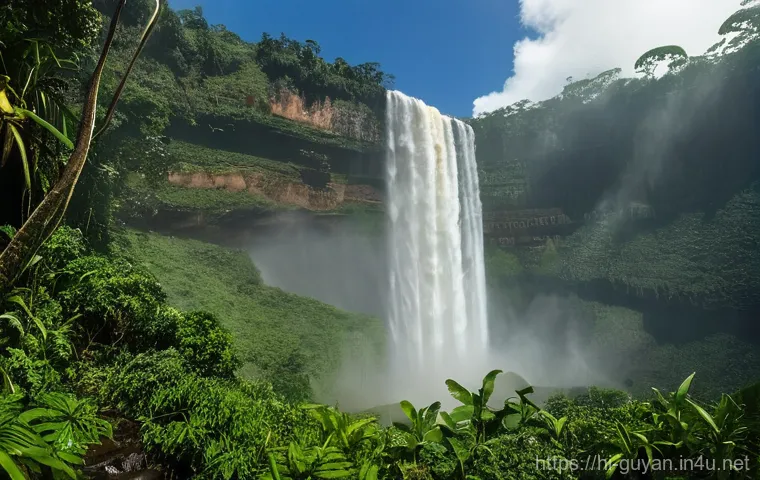 가이아나 도보 여행 코스 - **Lush Guyanese Rainforest and Hidden Waterfall**: A breathtaking, panoramic view of a pristine Guya...