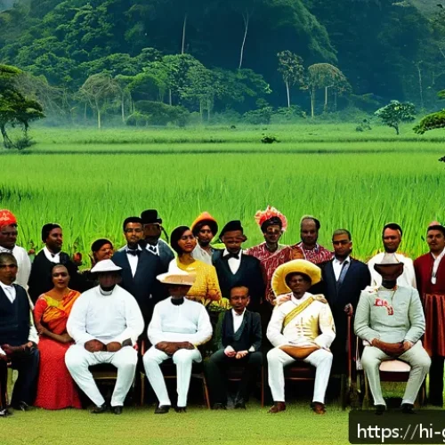 Home 28 가이아나와 영국 식민지 역사 - A vivid historical scene depicting a diverse group of Guyanese local leaders and community members i...