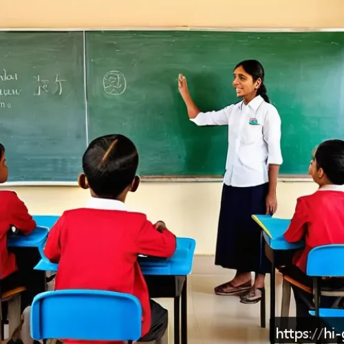 Home 15 가이아나의 영어 공용어 사용 - A vibrant classroom scene in Guyana showcasing a diverse group of Indian-Hindi speaking children att...